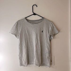 Ralph Lauren striped T- Shirt. Size: Medium, Color: Grey and white